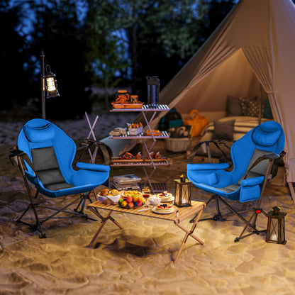 Hammock Camping Chair Set of 2, Adjustable Back Camp Chair, Blue