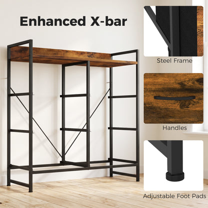 6-Drawer Fabric Chest with Top Shelf and Steel Frame - Rustic Brown & Black
