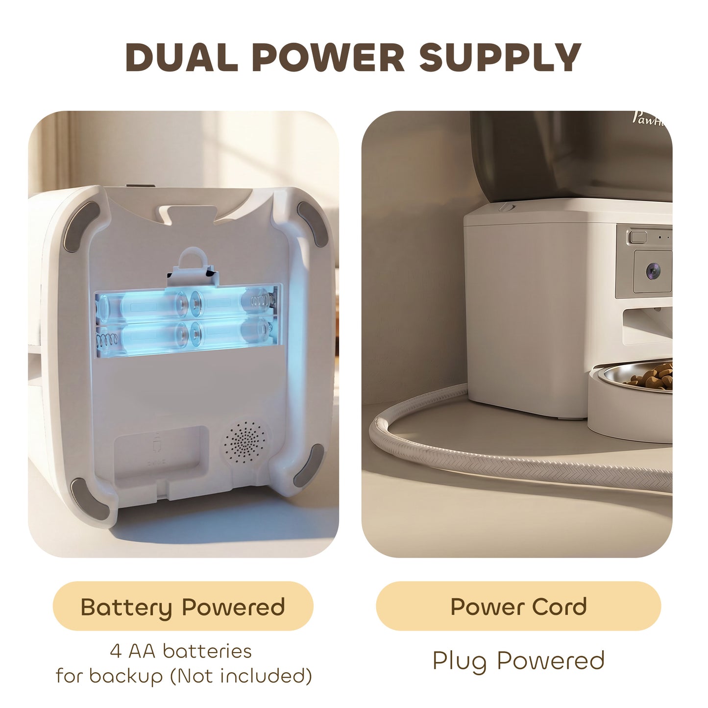 Automatic Cat Feeder with Camera, 2.4G WiFi, Smart APP Control 4L Pet Feeder 1-10 Meals with 2-Way Audio, Night Vision, Anti-Clogging, 10s Meal Call Back, Dual Power Supply, Detachable Clean