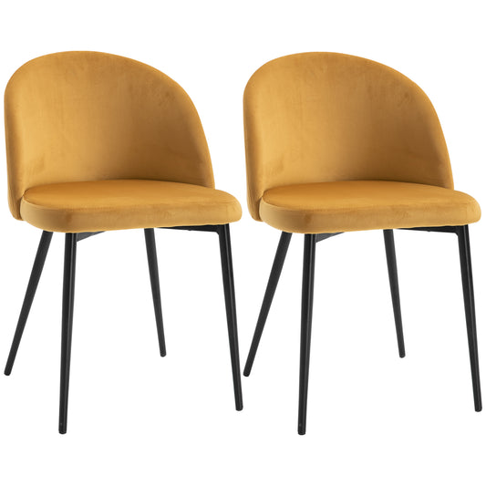 Modern Upholstered Fabric Bucket Seat Dining Chairs Set of 2 Yellow
