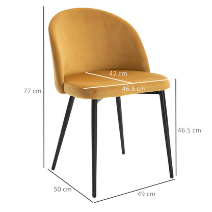 Modern Upholstered Fabric Bucket Seat Dining Chairs Set of 2 Yellow