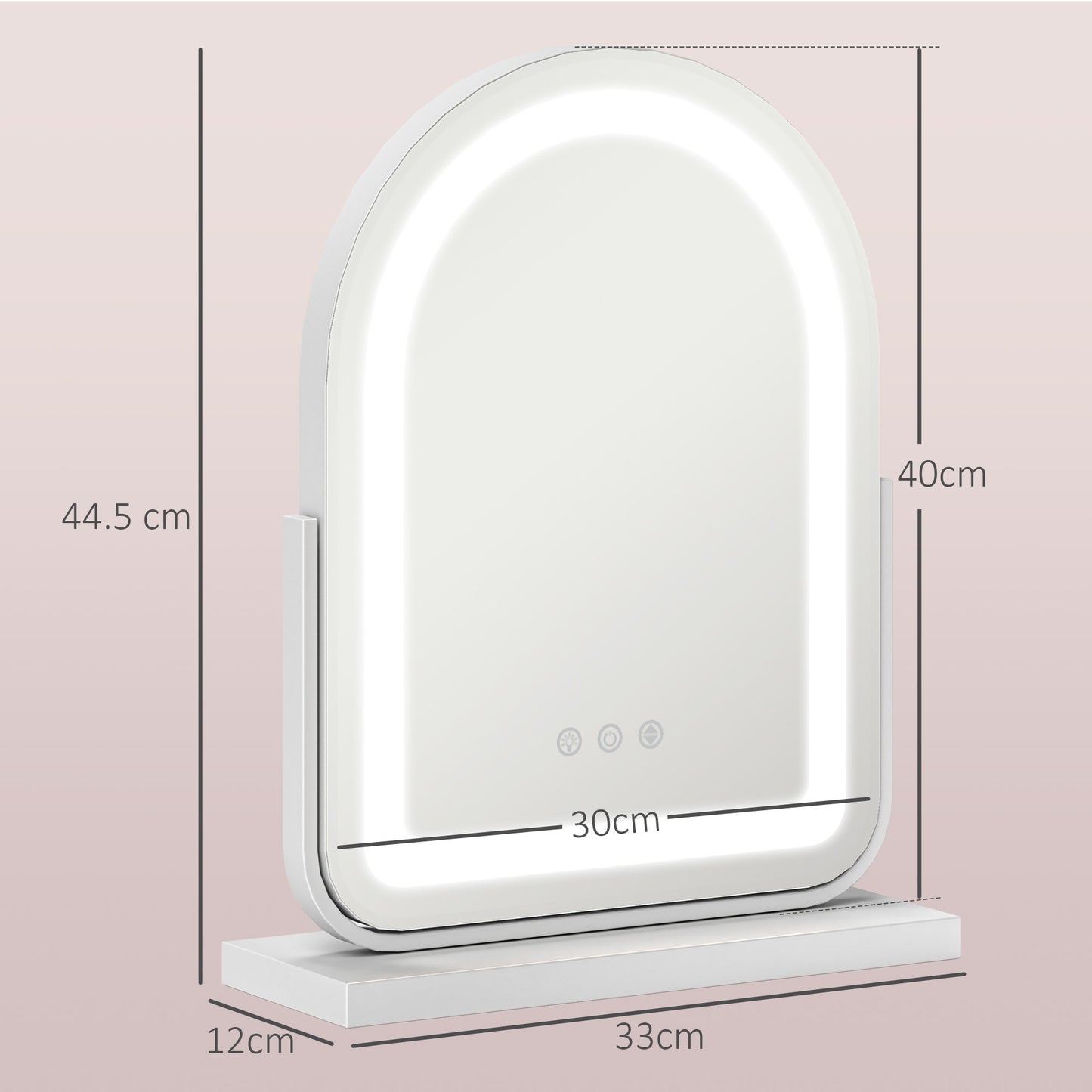 Vanity Mirror with 3 Colour Light, 360 Degree Rotation, Touch Screen