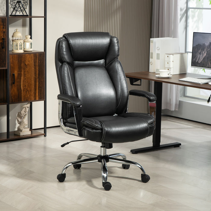 Faux Leather Desk Chair with Adjustable Height, 227kg 500LBS, Black