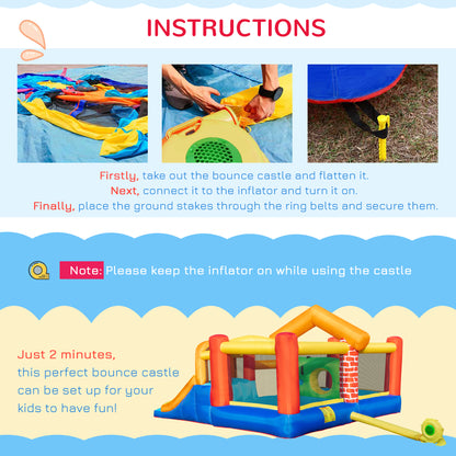 4 in 1 Kids Bounce Castle Extra Large Double Slides & Trampoline Design Inflatable House Pool Climbing Wall for Kids Age 3-8, 3.8x3.7x2.3m