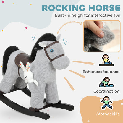 Baby Rocking Horse, Toddler Animal Rocker for Kids Aged 2-5, Grey