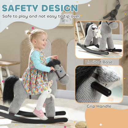 Baby Rocking Horse, Toddler Animal Rocker for Kids Aged 2-5, Grey