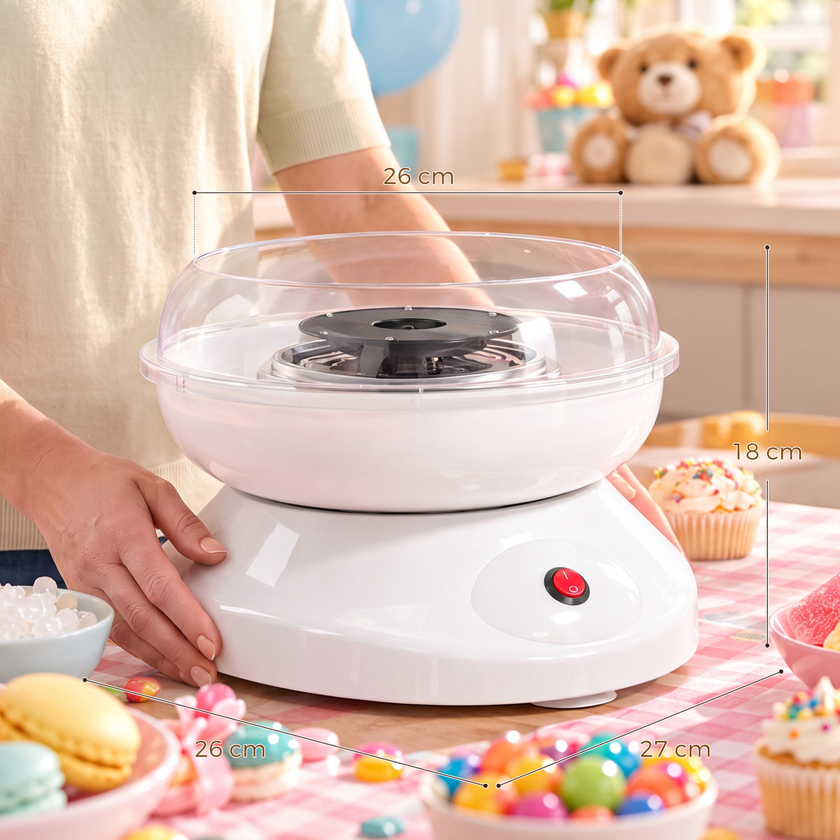 550W Candy Floss Maker with 10 Bamboo Sticks and Sugar Spoon - White