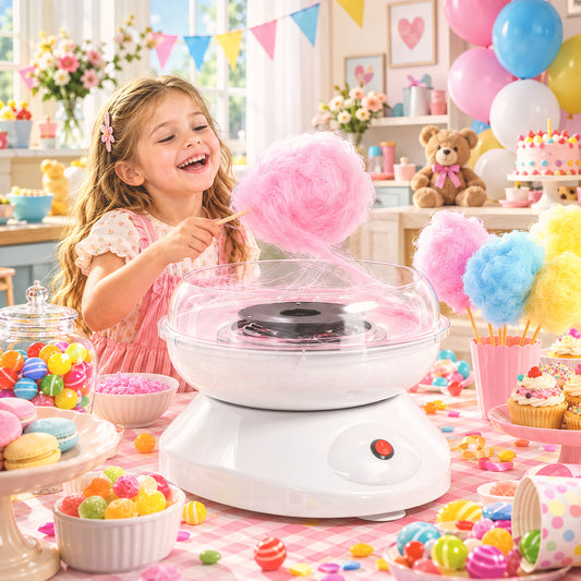 550W Candy Floss Maker with 10 Bamboo Sticks and Sugar Spoon - White