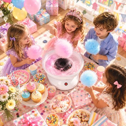 550W Candy Floss Maker with 10 Bamboo Sticks and Sugar Spoon - White