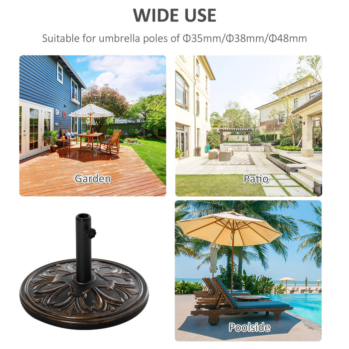 13kg Round Umbrella Base Outdoor Parasol Base Weight Stand Holder for Outdoor Garden Bronze Tone