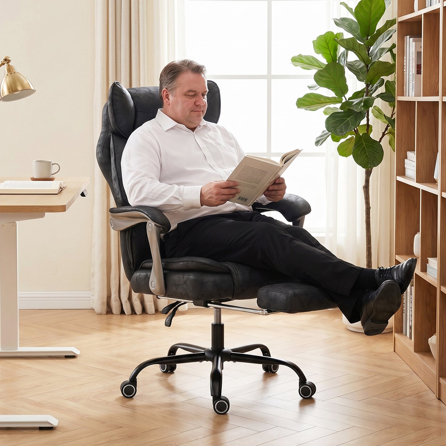 Big and Tall Office Chair with Lumbar Support, Black