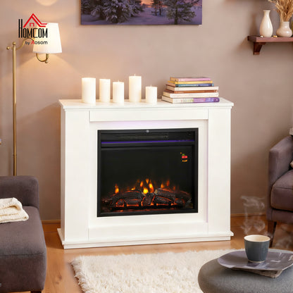 Safe and Beautiful Electric Fire and Mantel Reach up to 30 m², White
