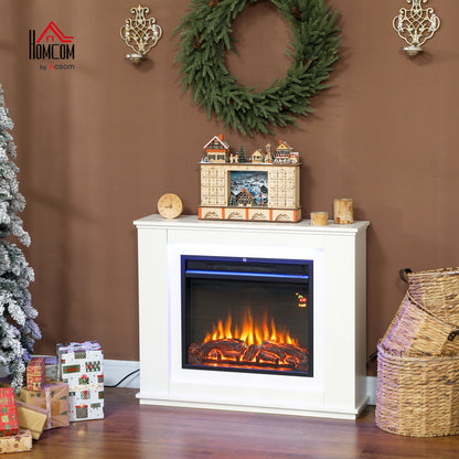 Safe and Beautiful Electric Fire and Mantel Reach up to 30 m², White