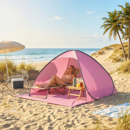 Pop up Beach Tent, UV 50+ Sun Shelter with Carry Bag, Pink