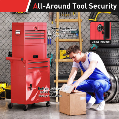 Tool Cabinet with 6 Drawers, 3-in-1 Rolling Tool Chest with Wheels