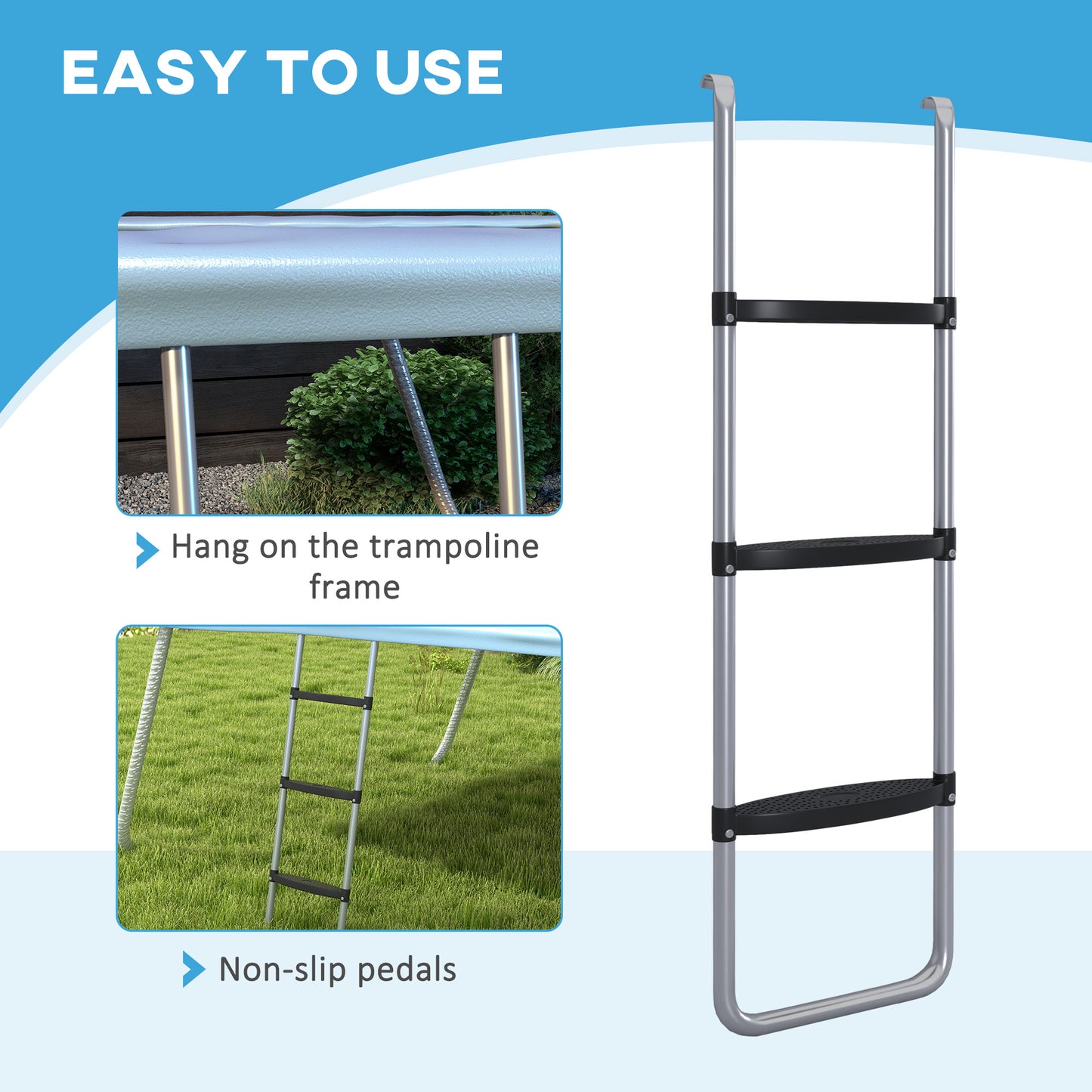 2 Steps/3 Steps Galvanised Steel Trampoline Ladder Climbing