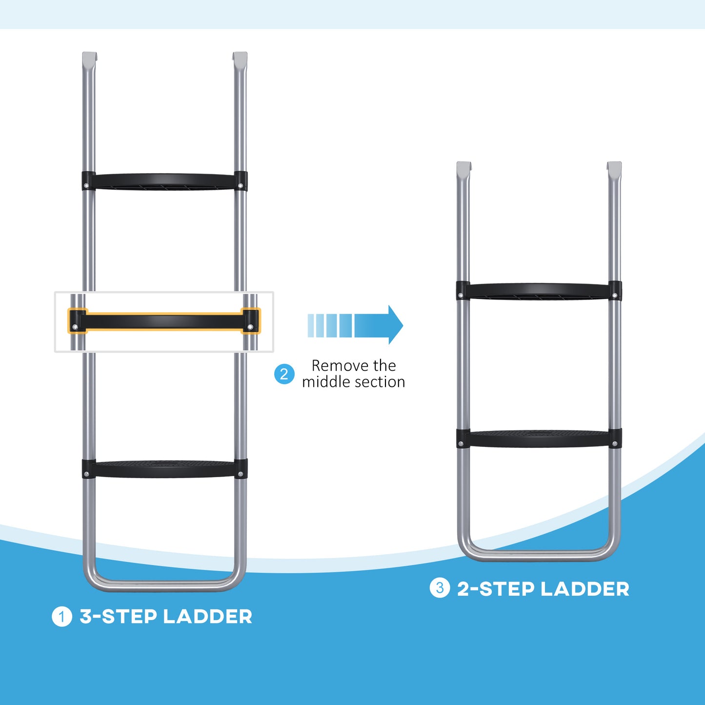 2 Steps/3 Steps Galvanised Steel Trampoline Ladder Climbing