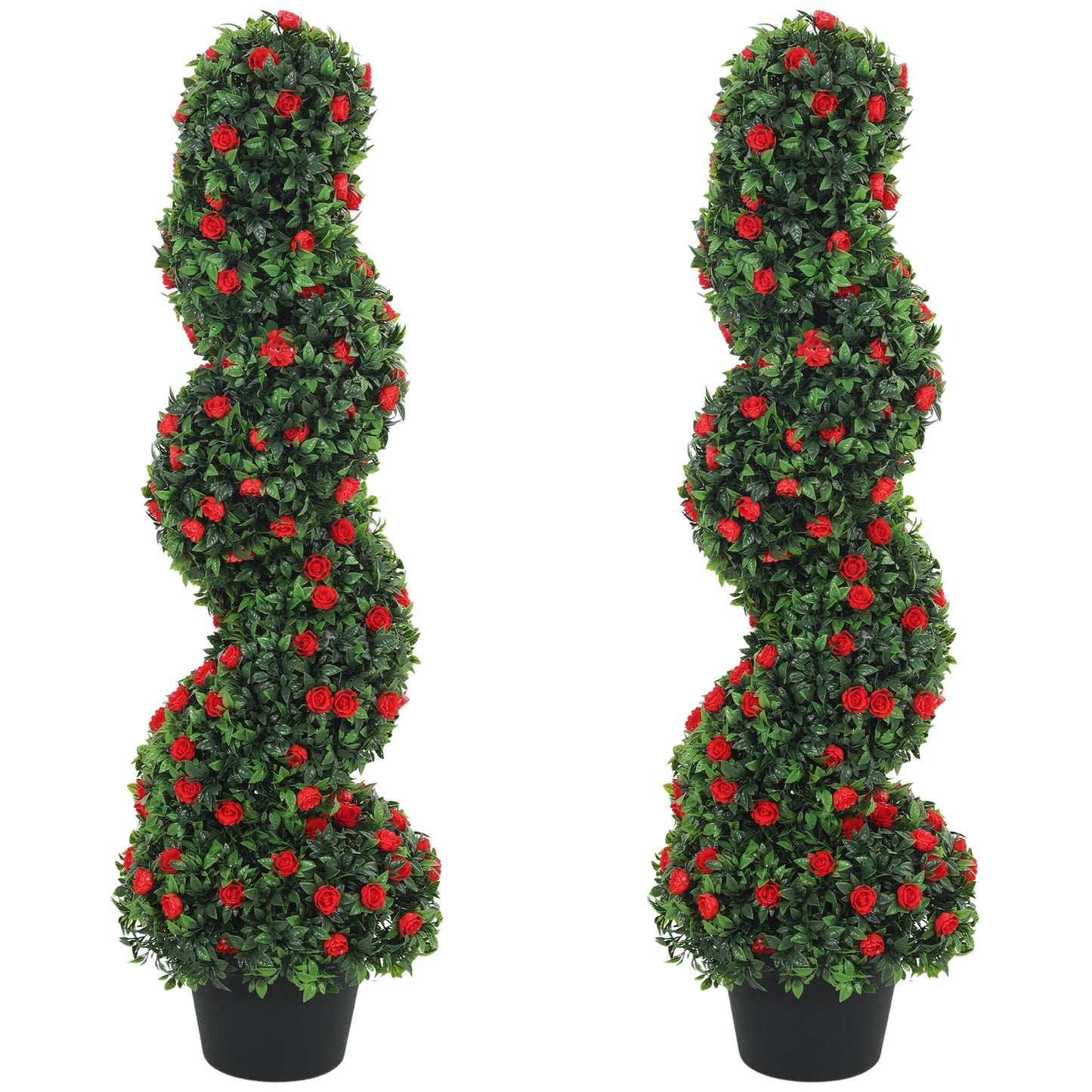 Artificial Rose Spiral Topiary Tree for Indoor Outdoor, Set of 2