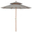 2.7 m Double Tier Outdoor Patio Garden Sun Umbrella Sunshade Wooden Parasol Grey Shade Canopy