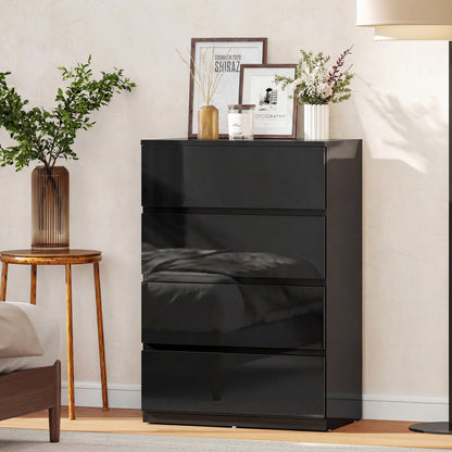 Bedroom Chest of Drawers, 4 Drawers Dresser, Drawer Unit, Black