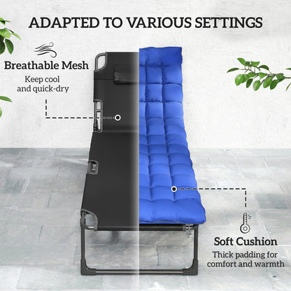 Folding Sun Loungers Set of 2, Oversized Camping Bed, Blue