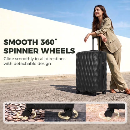 28Inch Suitcase Hard Shell Checked Luggage with TSA Lock, Black