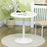 Round Dining Table, Modern Dining Room Table with Steel Base, Non-slip Foot Pad, Space Saving Small Dining Table, White