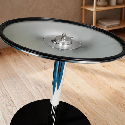 Round Bar Table, Dining Table with Tempered Glass Top and Steel Frame