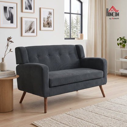 2 Seater Sofa, 118 cm Corduroy Small Loveseat Sofa, Dark Grey