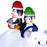 6.4FT Christmas Inflatable Two Penguins Riding on Polar Bear