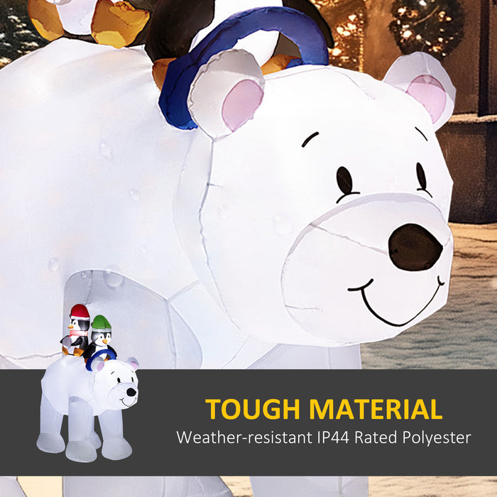 6.4FT Christmas Inflatable Two Penguins Riding on Polar Bear