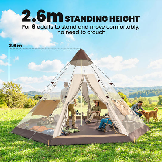 6-7 Person Large Family Party Camping Tent W/ Carrying Bag, Khaki