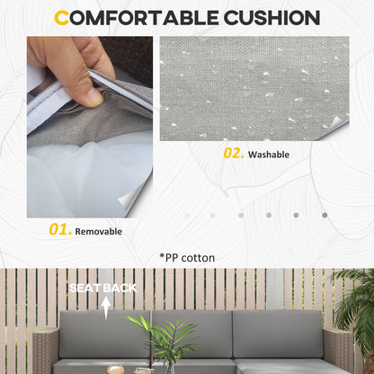 5-Piece Rattan Patio Furniture Set with Corner Sofa, Footstools, Coffee Table, for Poolside, Brown