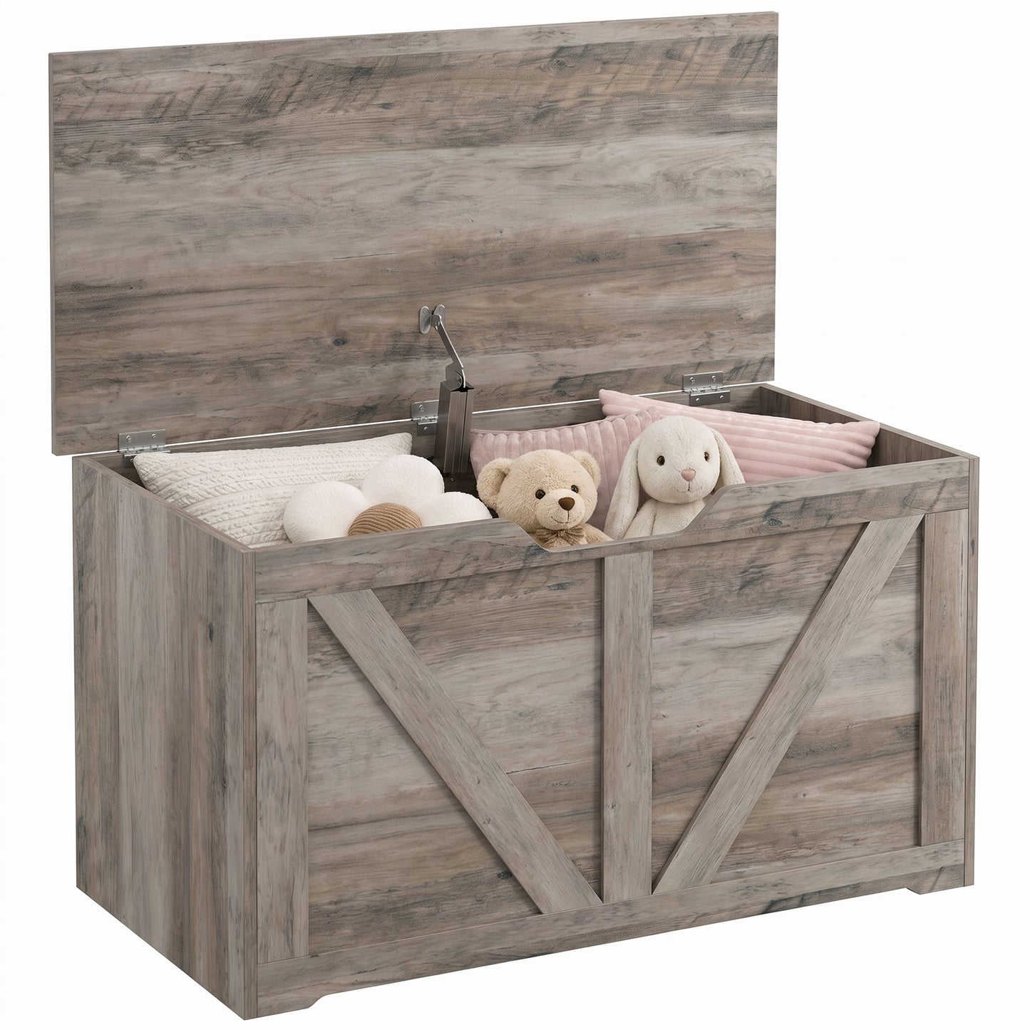 Storage Trunk for Living Room, with Safety Hinge, 80cm, Grey
