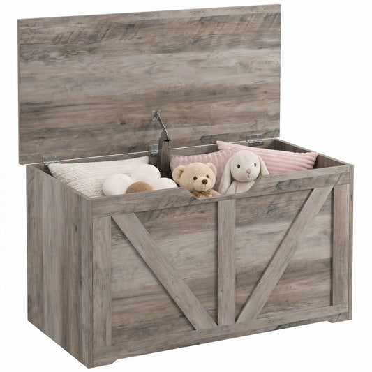 Storage Trunk for Living Room, with Safety Hinge, 80cm, Grey