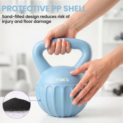 10kg Kettlebell with Non-Slip Handle - Blue