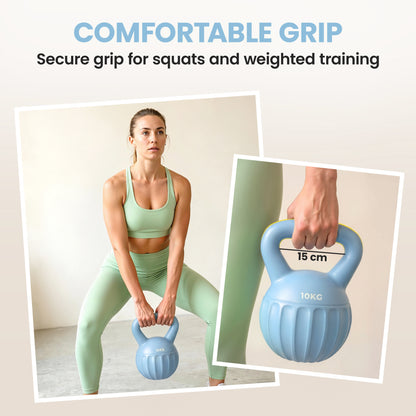 10kg Kettlebell with Non-Slip Handle - Blue