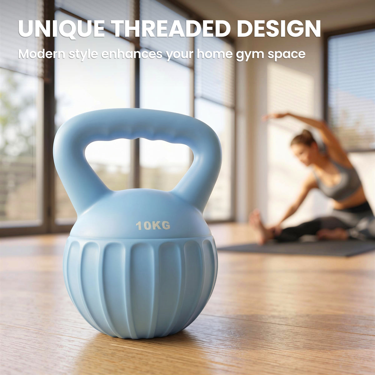 10kg Kettlebell with Non-Slip Handle - Blue