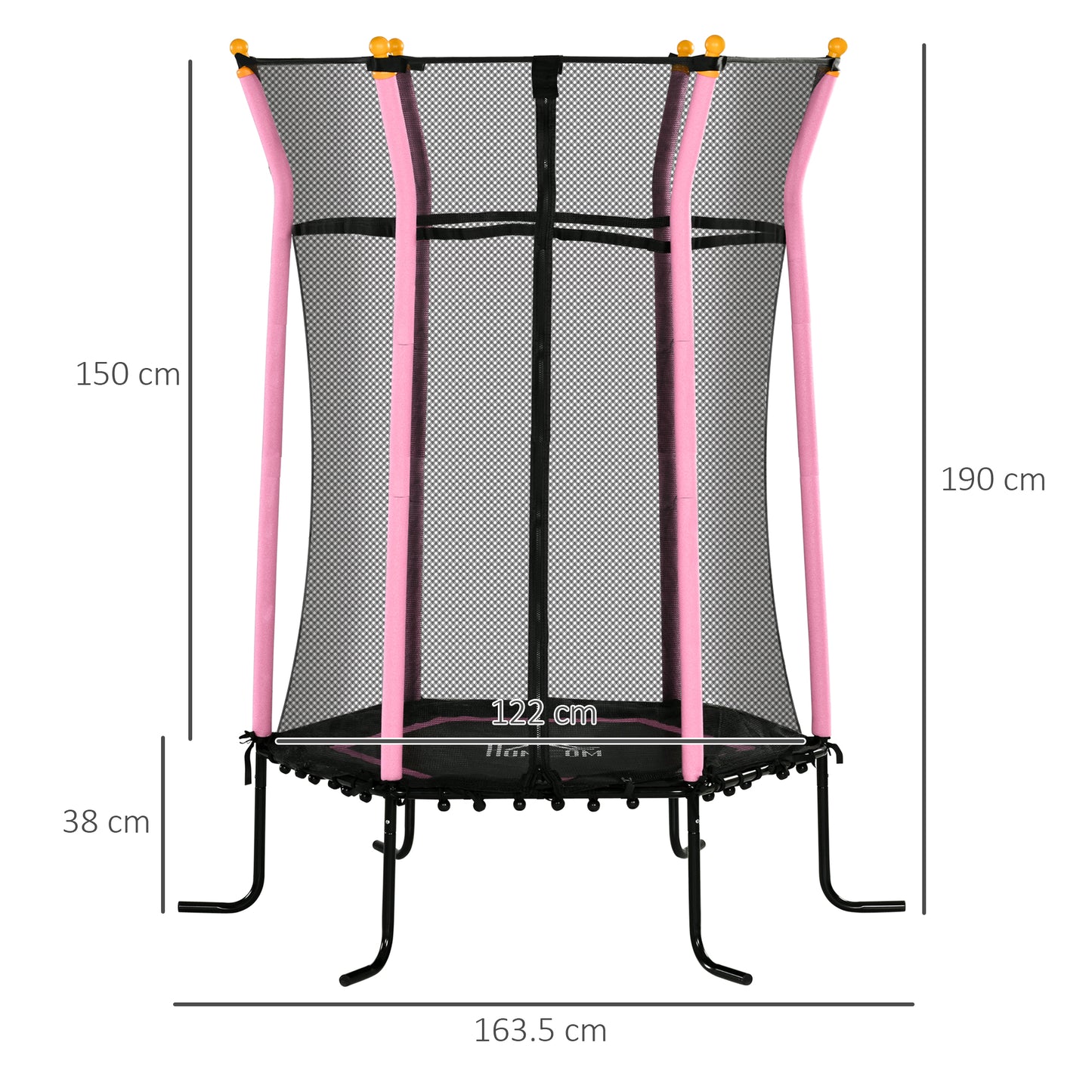 5.4FT Kids Trampoline With Enclosure Indoor Outdoor, Pink