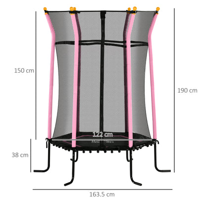 5.4FT Kids Trampoline With Enclosure Indoor Outdoor, Pink