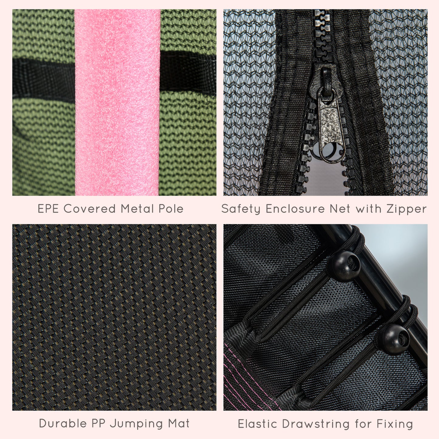 5.4FT Kids Trampoline With Enclosure Indoor Outdoor, Pink