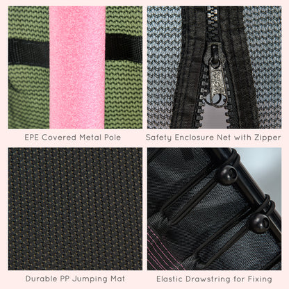 5.4FT Kids Trampoline With Enclosure Indoor Outdoor, Pink