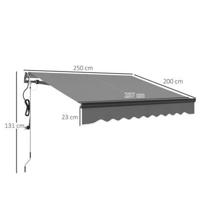 2.5 x 2m Electric Retractable Awning w/ Aluminium Frame Dark Grey