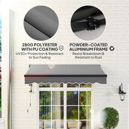 2.5 x 2m Electric Retractable Awning w/ Aluminium Frame Dark Grey
