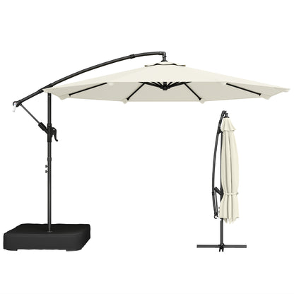 3 m Garden Cantilever Parasol with Sandbag, 360 Degree Rotation
