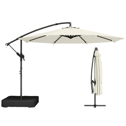 3 m Garden Cantilever Parasol with Sandbag, 360 Degree Rotation
