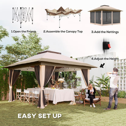 3.6 x 3.6m Pop Up Gazebo with Netting and Wheeled Bag, Beige