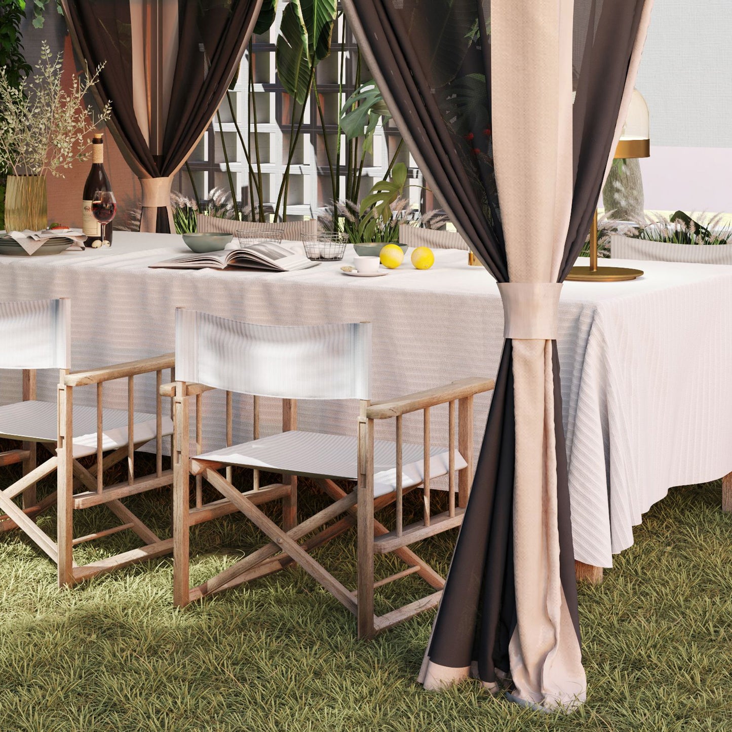3.6 x 3.6m Pop Up Gazebo with Netting and Wheeled Bag, Beige
