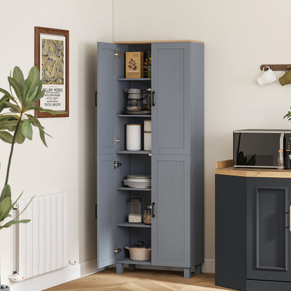 Modern Kitchen Cupboard Storage Cabinet with 6 Shelves, Grey