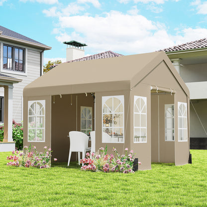 3 x 3 m Party Tent, Outdoor Canopy Tent with Sidewalls, Beige